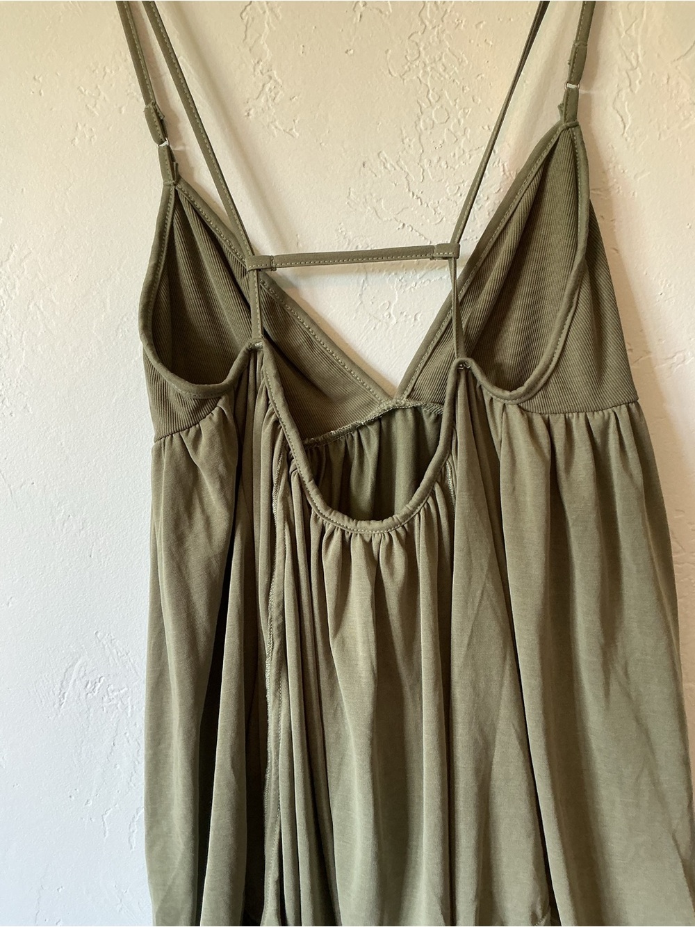 NWT Free People Olive Green Spaghetti Strap Babydoll Strappy Back Top - Picture 7 of 9